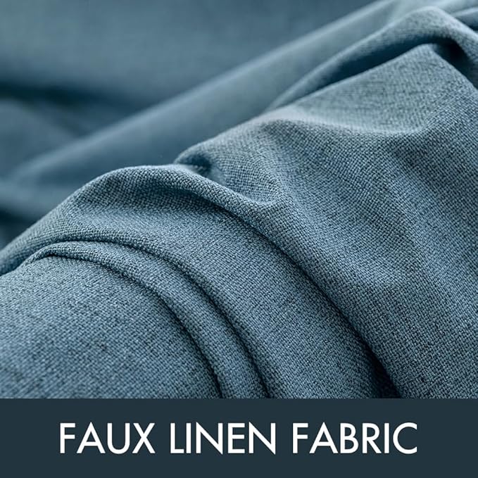 MIULEE Linen Blackout Curtains and Drapes 100% Room Darken Thermal Insulated Grommet Window Panels with Coating 2 PCs W 42 x L 90 inches Dusty Blue