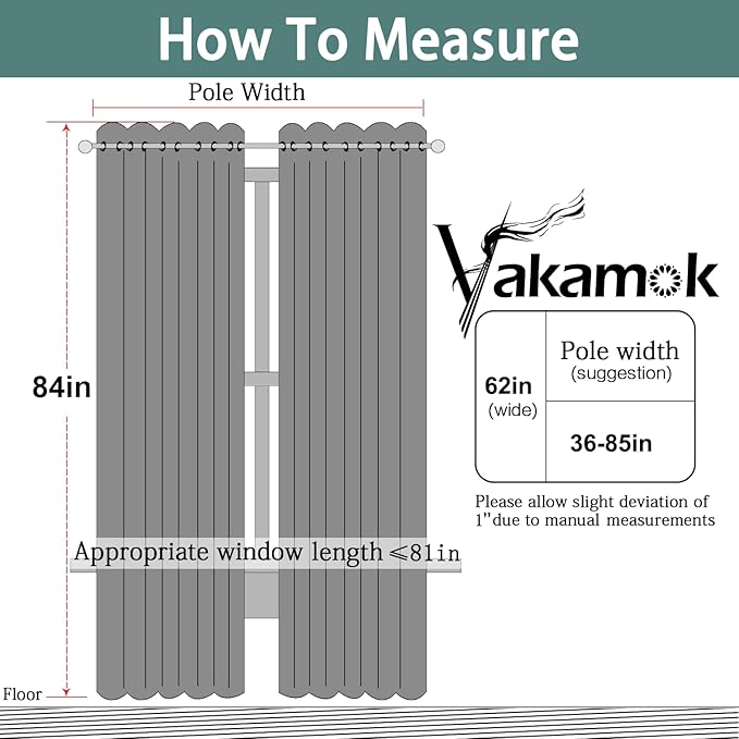 Yakamok 84 Inch Length Blackout Curtains for Bedroom, Light Blocking Drapes Room Darkening Thermal Insulated Solid Grommet Panels for Living Room, (62Wx84L, Sage Green, 2 Panels)