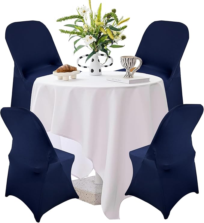 10PCS Stretch Spandex Folding Waterproof Chair Covers,Universal Fitted Chair Cover Protector for Wedding Party Banquet Holidays Celebration Decoration(Navy Blue)