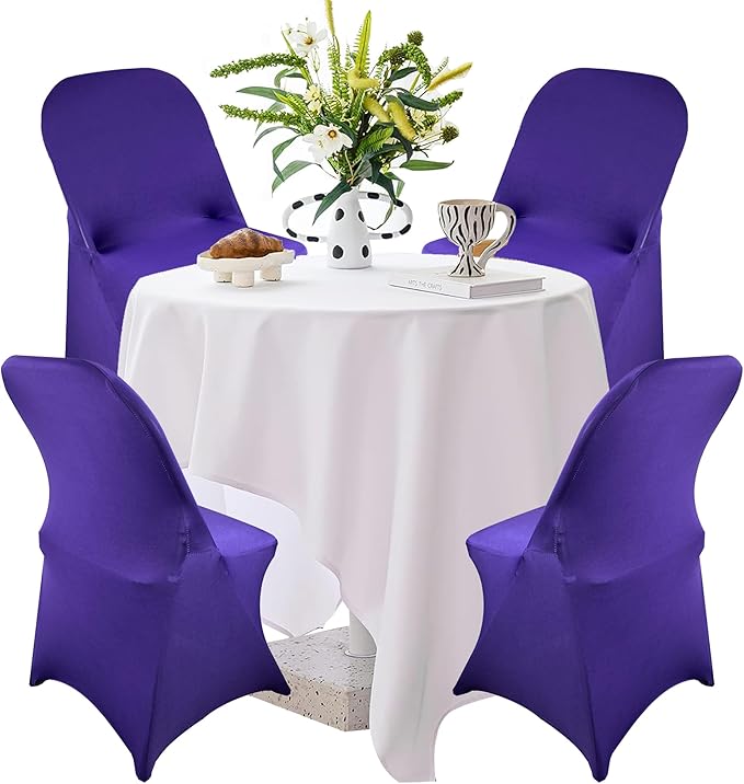 10PCS Stretch Spandex Folding Waterproof Chair Covers,Universal Fitted Chair Cover Protector for Wedding Party Banquet Holidays Celebration Decoration(Purple)
