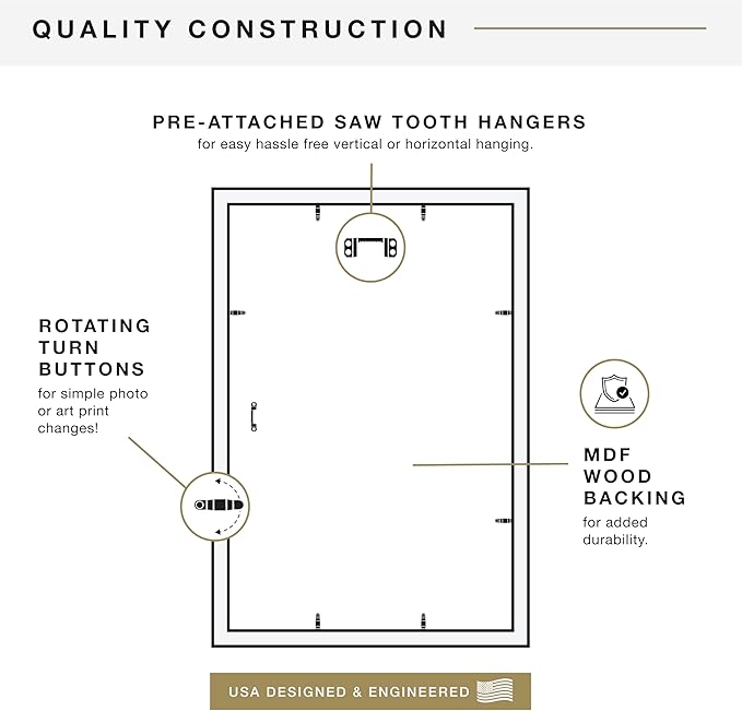 MCS Studio Gallery 19.75x27.5 Poster Frame Natural Woodgrain Engineered Wood, Vertical & Horizontal Wall Hanging Large Picture Frame for Photos, Posters & Art Prints (1-Pack)