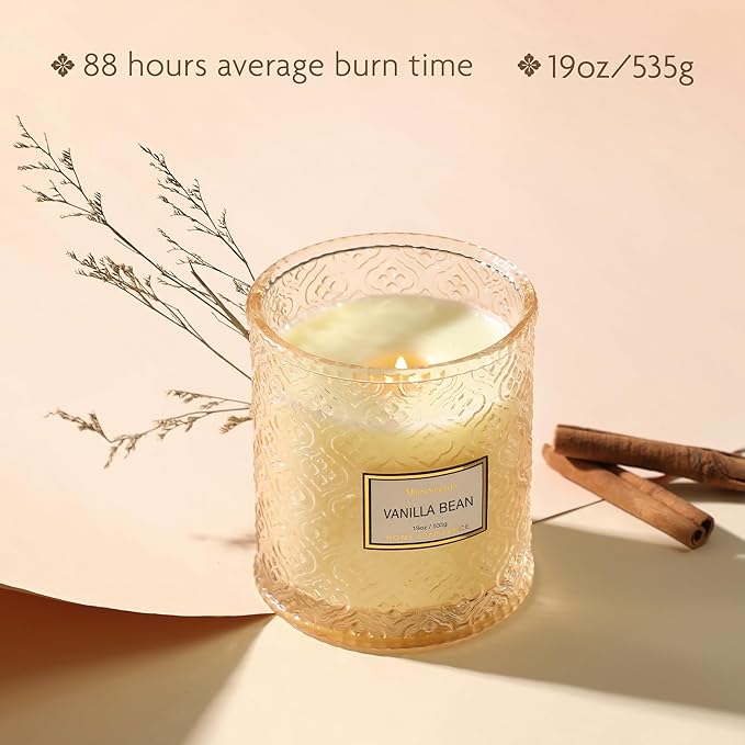 Vanilla Scented Candles, Christmas Winter Vanilla Bean 19oz Candle Gifts for Women, Luxury Large Decorative Candles in Glass, Natural Soy Wax for Home
