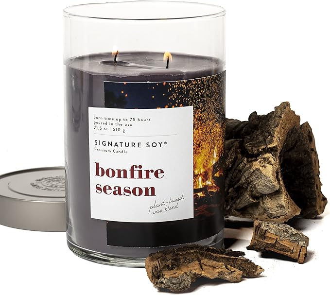 Signature Soy Lidded Bonfire Season Scented Candle, Extra Large Jar