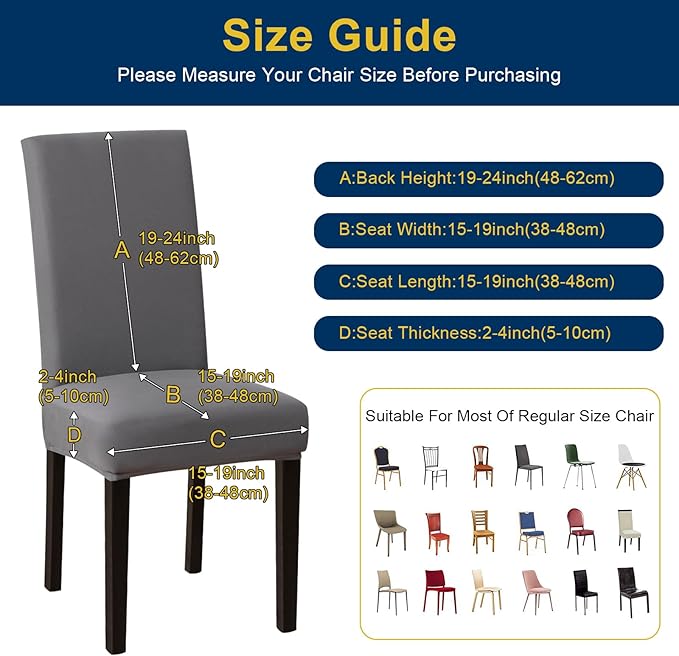Dining Room Chair Covers - Stretch Kitchen Chair Covers Set of 4, Removable Washable Slipcovers for Home, Hotel, Banquet