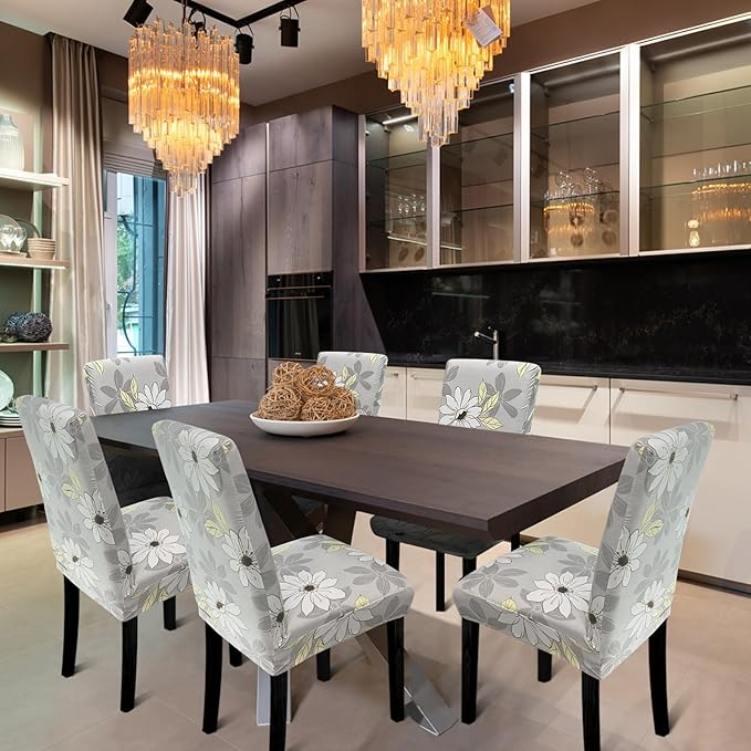 Chair Covers, Stretch Kitchen Dining Room Chair Covers Set of 6, Removable Washable Dining Chair Slipcovers for Home, Hotel, Banquet