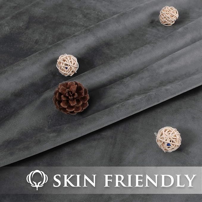 StangH Grey Velvet Curtains 90 inches Long for Living Room, Thermal Insulated Light Blocking Window Drapes for Sliding Door/Office, W52 x L90 Each Panel, 2 Panels