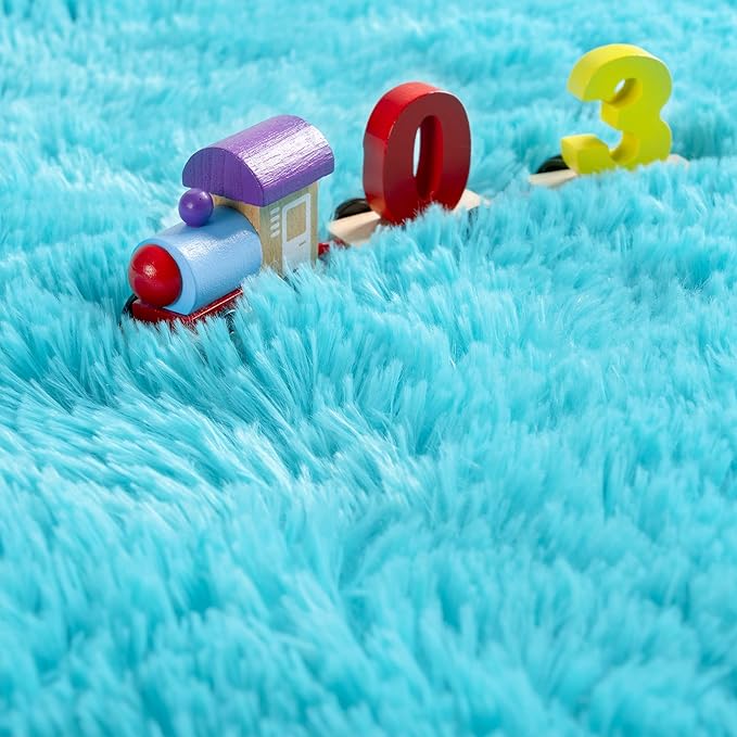 Noahas Door Mat Indoor Entrance,2x3 Shaggy Small Teal Blue Area Rugs for Entryway,Non-Slip Fluffy Entry Bedroom Rug,Soft Plush Bedside Throw Kids Carpet