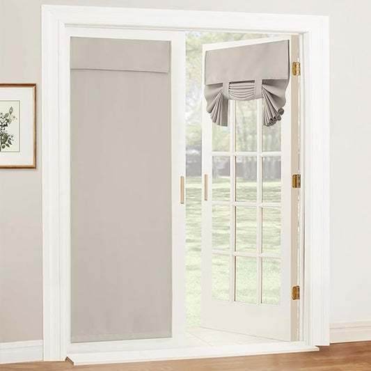 RYB HOME Door Window Curtain 80 inch - Privacy Tricia/Front/Patio French Door Window Curtain Sidelight Blind Tie up Shade, W26 x L80 inch, Natural, 1 Panel