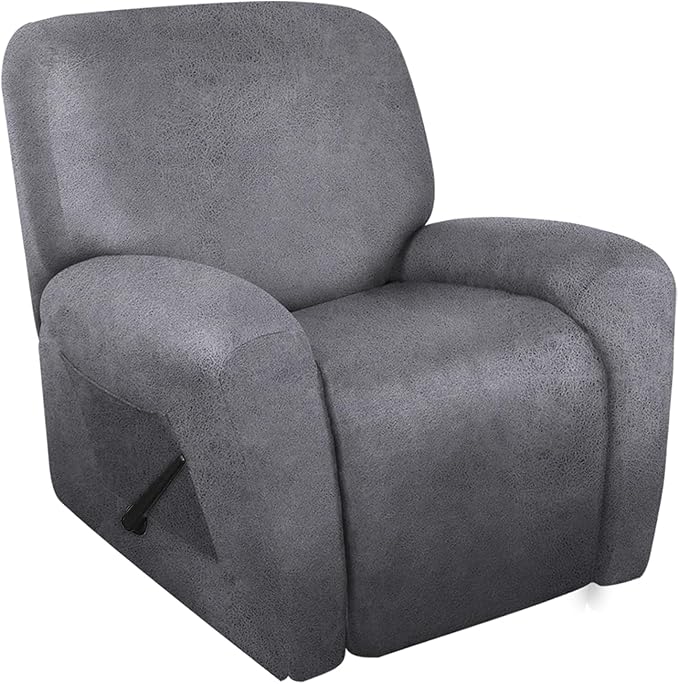 ANARACHON Leather Look Oversize Recliner Chair Covers, Thick 4 Pieces Recliner Covers for Recliner Chair, Leather Cover for Recliner Slipcovers for Pets Kids(X-Large, Light Grey)