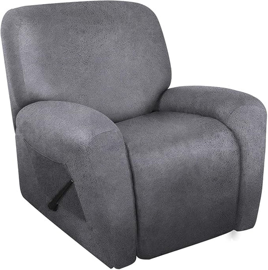 ANARACHON Leather Look Oversize Recliner Chair Covers, Thick 4 Pieces Recliner Covers for Recliner Chair, Leather Cover for Recliner Slipcovers for Pets Kids(X-Large, Light Grey)