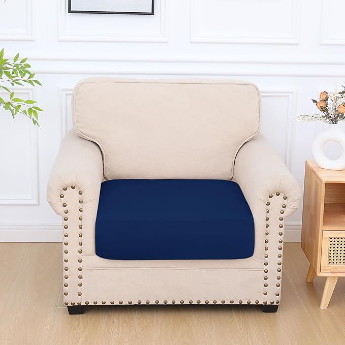 hyha Milk Silk Couch Cushion Covers, Soft Magic Sofa Covers Washable for Cushion Couch, Stretch Sectional Outdoor Cushion Covers for Patio Furniture with Elastic Bottom(Small, Navy)