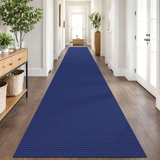 IOHOUZE Washable Exrea Long Hallway Runner Rug 3x18 Non Slip Rubber Backed Kitchen Runner Entryway Runner Indoor, Woven Rugs Floor Carpet for Kitchen Hall Entryway, Royal Blue/Navy