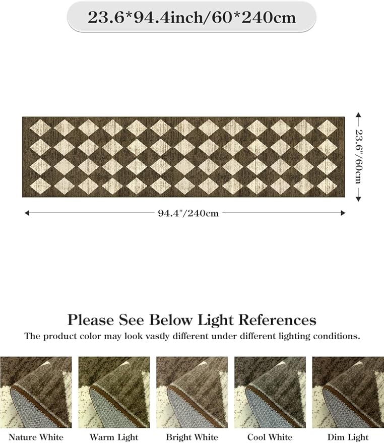 Lahome Zelie Runners for Hallways with Rubber Backing, Kitchen Runner Rugs Non Skid Washable Bathroom Rugs Runner, Moroccan Trellis Non Slip Bedroom Carpet Runners for Entryway Powder Room, 2x8 Brown