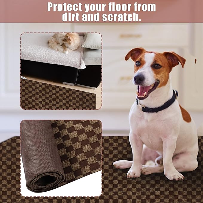 Runner Rug 2 ft x 43 ft Carpet Runners, Indoor/Outdoor Hallway Kitchen Entryway Bedroom Area Rugs with Non-Slip Rubber Backing, Garage mat, Checkered Brown, Custom