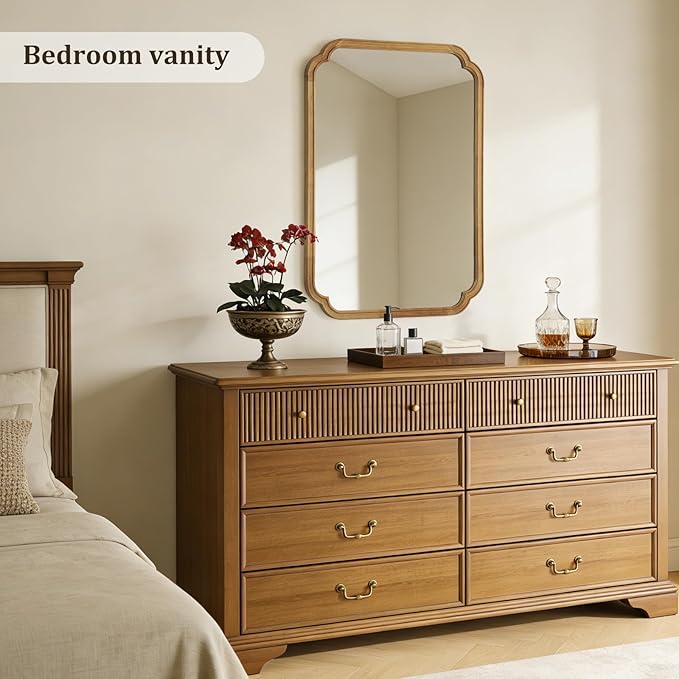 WallBeyond 28" x 40" Rounded Corner Arch Wall Mirror with Wood Frame for Entryway, Living Room or Bedroom Home Decor - Light Woodgrain [28 x 40 inches, Natural Color]