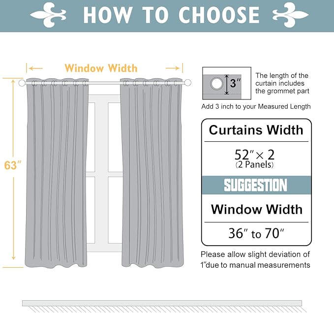ChrisDowa 100% Blackout Curtains 63 inch Long for Bedroom with Black Liner, 2 Thick Layers Total Blackout Thermal Insulated Grommet Window Curtains 2 Panels Set (Light Beige, 52 x 63 Inch)