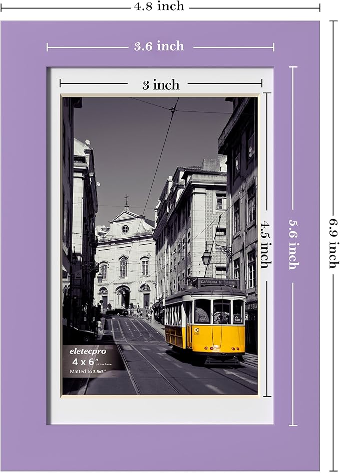eletecpro 4x6 Picture Frames Set of 10, Picture Frame Collage Wall Decor Display 3.5x5 Photo with Mat or 4x6 without Mat, Home Decor Gallery Frame for Table Top or Wall Mounting, Purple