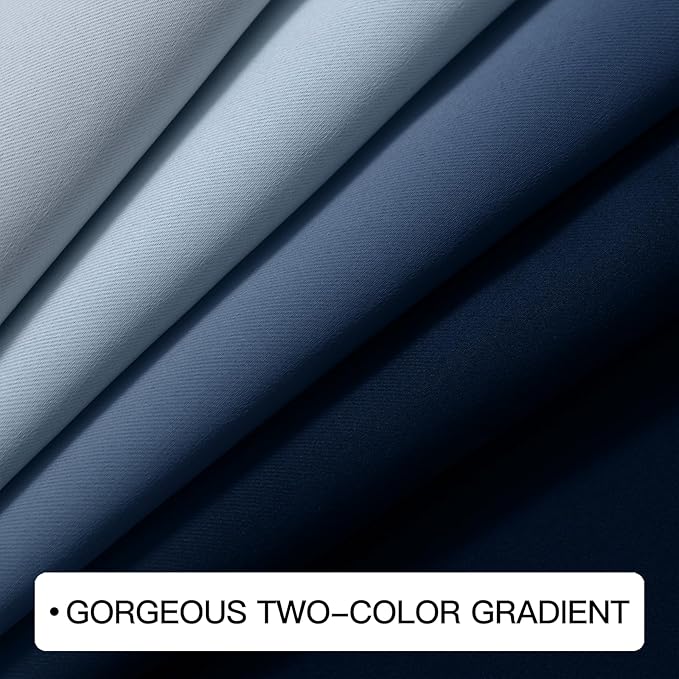 COSVIYA Curtains & Drapes Ombre Blue Curtains 63 inch Length 2 Panels Set, Grommet Room Darkening Light Blocking Insulated Thermal Gradient Window Curtains for Bedroom/Living Room,42x63 inches
