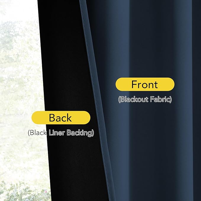 NICETOWN 100% Blackout Door Curtain Thermal Insulated Privacy Curtain for French Front Door with Tieback, Room Darkening Window Covering for Kitchen, W25 x L72, 1 Panel, Navy