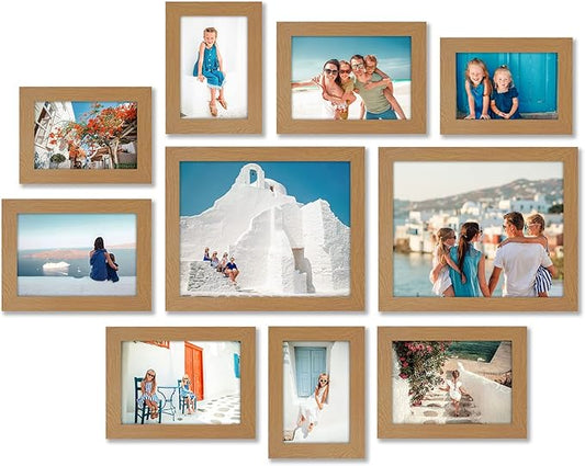 Americanflat Set of 10 Picture Frames with Shatter-Resistant Glass - Gallery Wall Frame Set with Two 8x10, Four 5x7 and Four 4x6 Frames - Signature Collection - Dark Oak