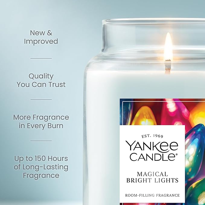 Yankee Candle Magical Bright Lights, Christmas Scented Candle, 22oz Large Jar with up to 150 Hour Burn Time, Giftable, Holidays