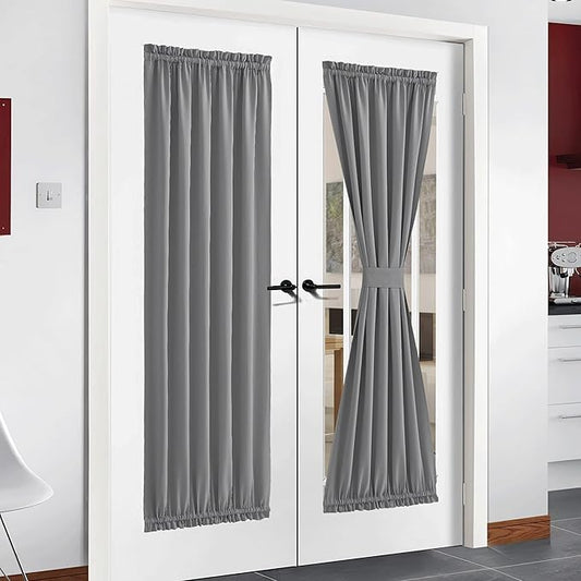 NICETOWN Blackout Curtain for Window - Thermal Insulated Blackout Glass Door Curtain Panel Rod Pocket French Door Shade, 1 Panel, 54 Wide x 72 Long inches, Silver Grey