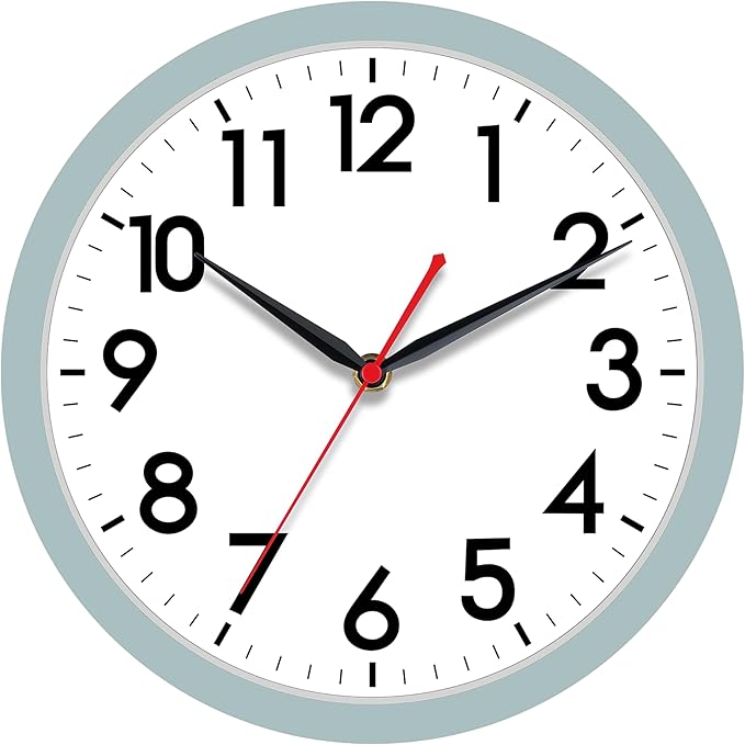 AKCISOT Wall Clock, Modern Small Wall Clocks Battery Operated 12 Inch, Silent Non-Ticking Analog Classic for Office, Home, Bathroom, Kitchen, Bedroom, School(Blue Gray)