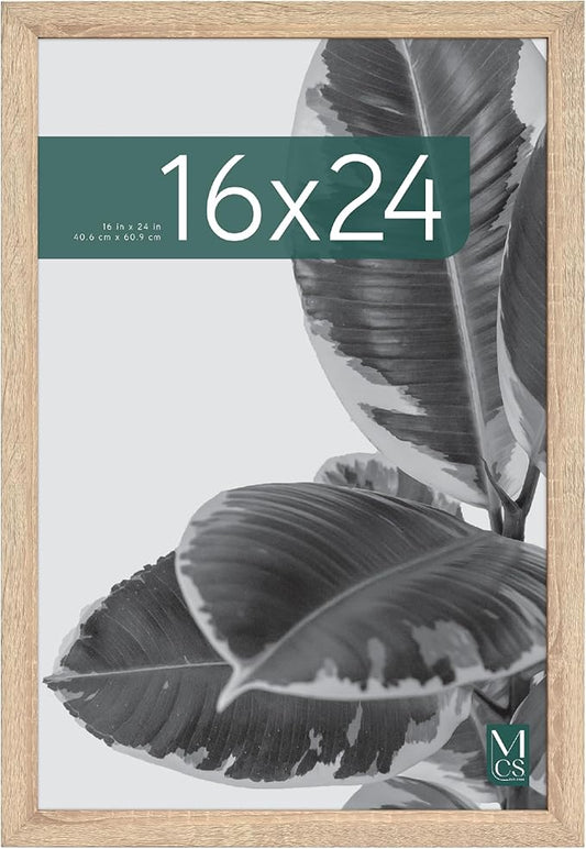 MCS Studio Gallery 16x24 Poster Frame Natural Woodgrain Engineered Wood, Vertical & Horizontal Wall Hanging Large Picture Frame for Photos, Posters & Art Prints (1-Pack)