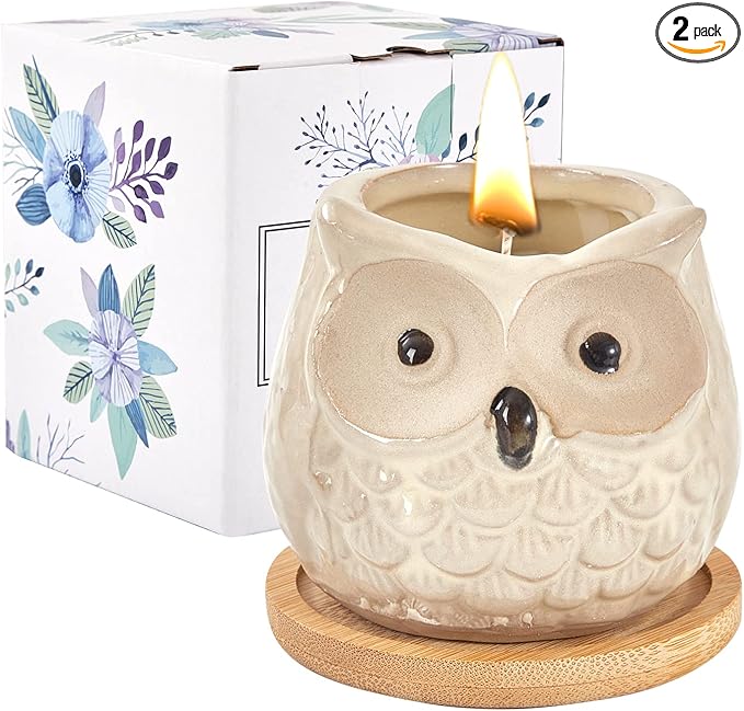 Scented Candles - Sweet Orange Candle, Birthday Gift Set for Women, Owl Gifts, Best Friend Unique Happy Birthday Bath Candle Set