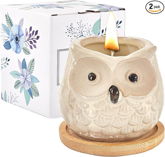 Scented Candles - Sweet Orange Candle, Birthday Gift Set for Women, Owl Gifts, Best Friend Unique Happy Birthday Bath Candle Set