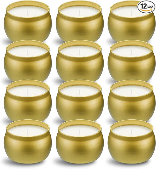 Scented Candles Gift Set, 12 Pack Natural Soy Wax Single tin 4 oz for Family Gatherings, Festive Candles