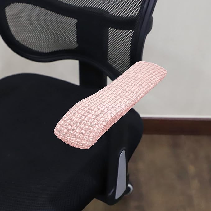 FORCHEER Office Chair Armrest Covers Pink 10-13 inch Long Stretchable Water Resistant Jacquard Desk Chair Arm Rest Covers for Computer Chair Arm Removable Washable 2 Pieces