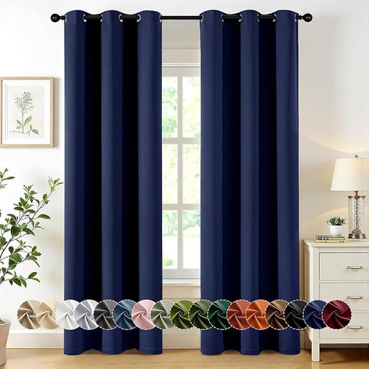 MIULEE Navy Blue Blackout Curtains for Bedroom Living Room 78 Inches Long 2 Panels, Thermal Insulated Room Darkening Drapes Grommet Noise Reducing Light Blocking Window Treatments 40x78 Inch