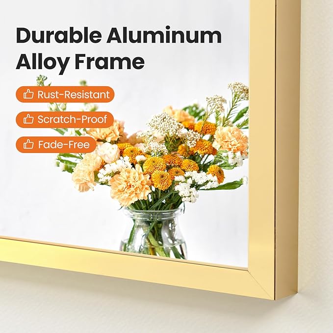 Sweetcrispy 26.5"x38" Arched Gold Bathroom Vanity Mirror for Over Sink, Wall Decor Mirror for Entryway, Bedroom, Living Room