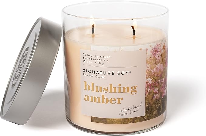Signature Soy Lidded Blushing Amber Scented Candle, Large Jar