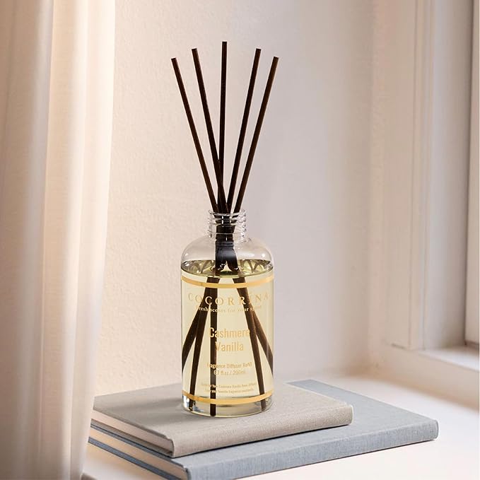 COCORR??NA Reed Diffuser Refill - Cashmere Vanilla 6.7 Fl.oz Reed Diffuser Refill with 8 Sticks