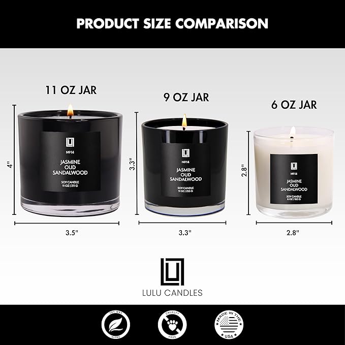 Lulu Candles | Saffron & Amber | Notes: Jasmine, Saffron, Cedar, & Amber | Smells Woody & Floral | Luxury Scented Soy Jar Candle | Hand Poured in The USA | Highly Scented Long Lasting (9 Oz.)