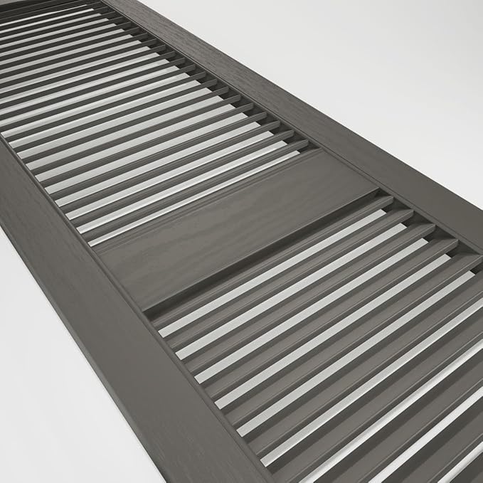 Ekena Millwork Lifetime Vinyl LL1S14X08000TG Standard Cathedral Top Center Mullion, Open Louver Vinyl Shutters, w/Installation Shutter-Lok's & Matching Screws (Per Pair), 14.5"W x 80"H, Tuxedo Grey