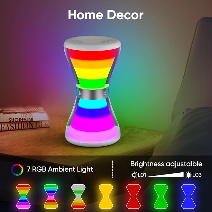 RGB Night Light Alarm Clock, Digital Alarm Clock with Hourglass Shape - Image 6