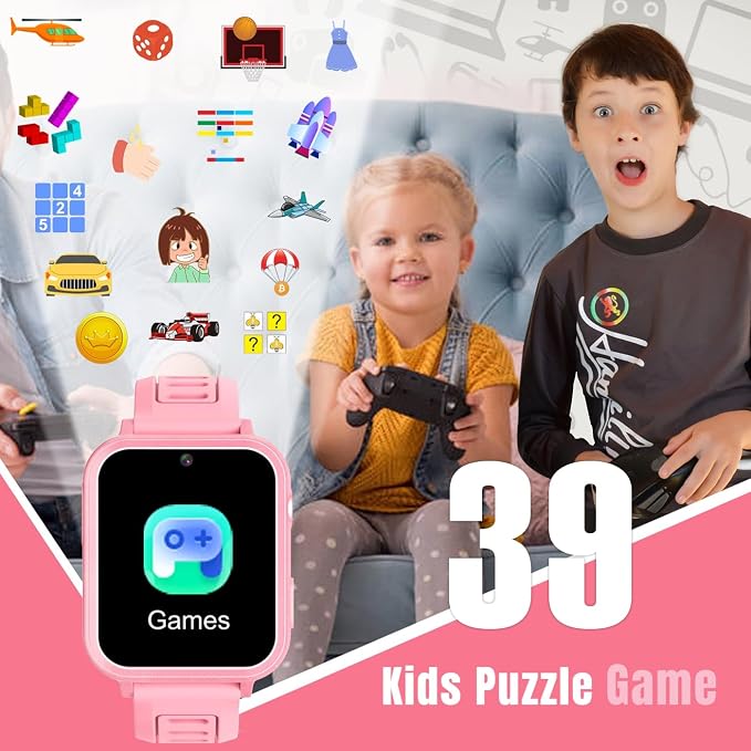 Tixpc Kids Smart Watches Girls with Camera Music Player Pedometer Alarm Clock 39 Games Calculator Flashlight 12/24 hr Toys for Ages 4-12 Years Old.Birthday Gift for Girls - Image 4