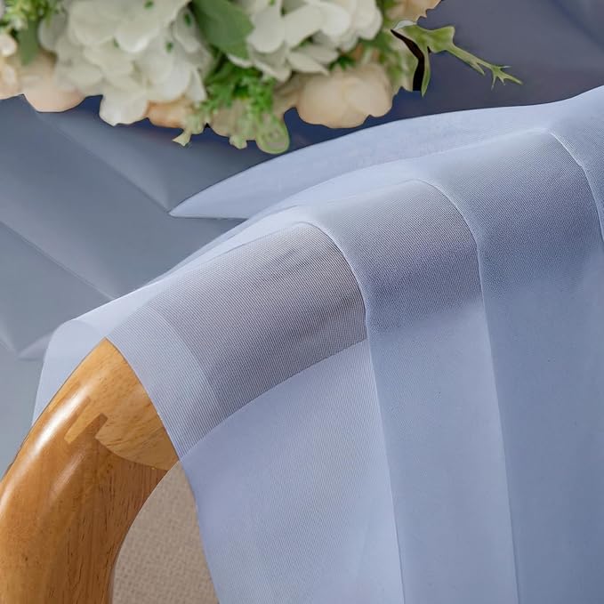 Lecloud Denim Blue Sheer Curtains 72 Inches Long 2 Panels, Rod Pocket Light Filtering Curtains for Living Room Bedroom Dining Room, Voile Farmhouse Solid Drapes for Windows, Each Panel 42" W x 72" L