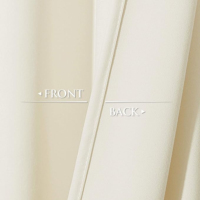 StangH 62 Width Wide Velvet Door Curtains Ivory Privacy Protect Window Drapes for Nursery Kids Bedroom, Light Dimming Home Decor for Sliding Door, W62 x L84, 2 Panels