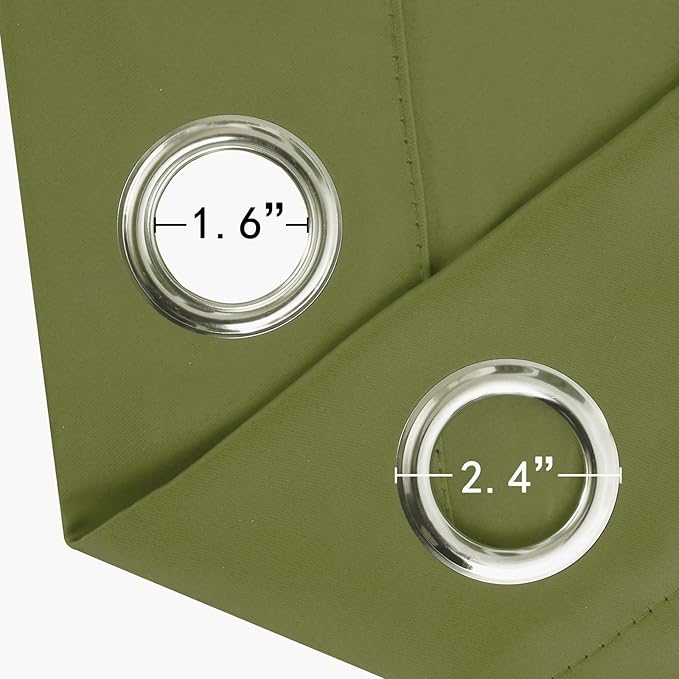LEMOMO Blackout Curtains 66 x 72 Inch Long Olive Green Curtains Set of 2 Panels Room Darkening Curtains for Bedroom and Living Room