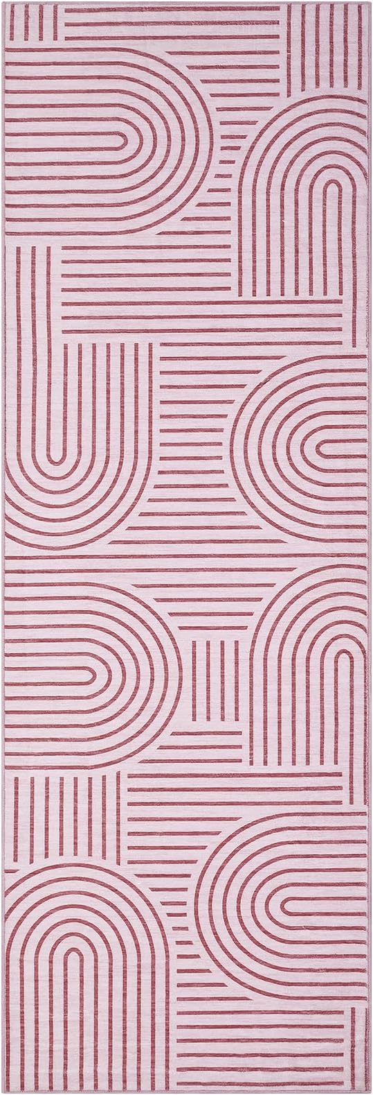 ROYHOME Modern Rug 2x6 Runners for Hallways, Abstract Kitchen Runner Rugs Non Slip Bath Runner, Rainbow Washable Runners Rug for Bedroom, Soft Long Rugs for Entryway Bathroom Laundry Dorm, Pink