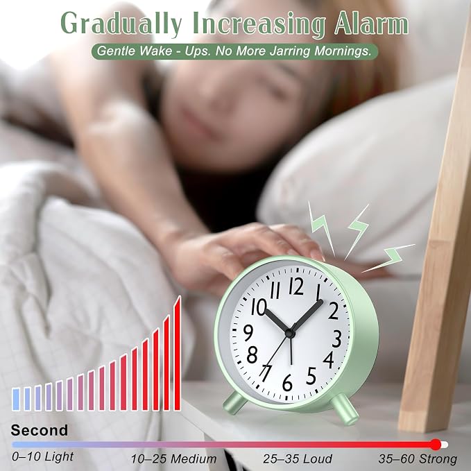 Analog Alarm Clock Night Ligh Battery Operated for Bedroom - Image 5