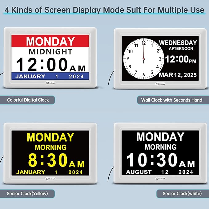 Soobest Dementia Clocks for Seniors, 7” Digital Date Clock Large Display - Image 4