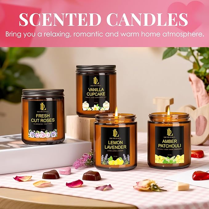 Amber Patchouli Candles, Amber Patchouli Scented Candle, Mother's Day Candle Gifts for Women, Soy Candles for Home Scented, 7oz 50 Hours Burn, Home Décor