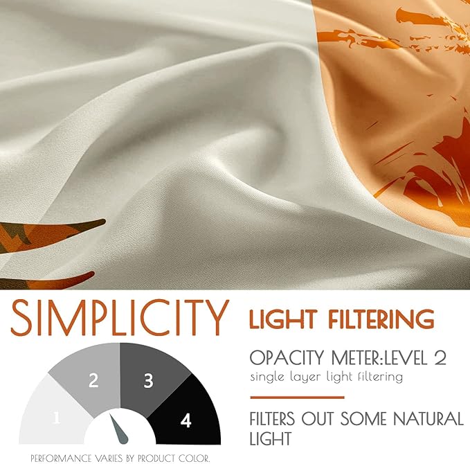 Orange Boho Curtains 39 Inch Mid Century Cafe Drapes for Small Windows Abstract Leaves Rainbow Colorful Modern Geometric Window Curtains for Kitchen Living Room Bathroom Laundry 2 Panels