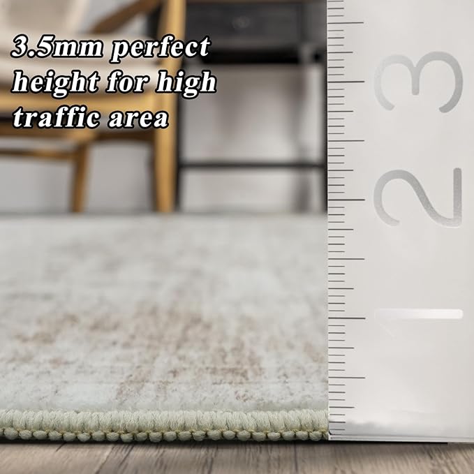 Small Area Rugs 3x5 Entryway - Washable Perfect for Living Room, Bedroom, Kids Room, Nursery - Non-Slip Soft Stain Resistant - Low Pile Vintage Oriental Home Decor 3x5 Beige Brown