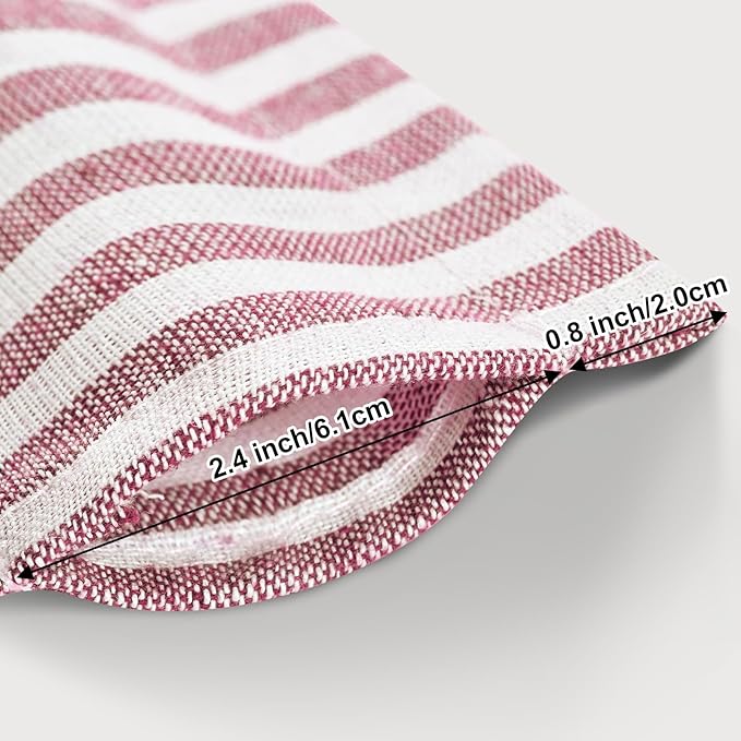 ASPMIZ Farmhouse Valances for Windows, Cotton Linen Kitchen Curtains Valances with Rustic Buttons, Red Striped Window Valance for Living Room, Boho Valance Curtains for Bathroom, 52 x 18 Inches